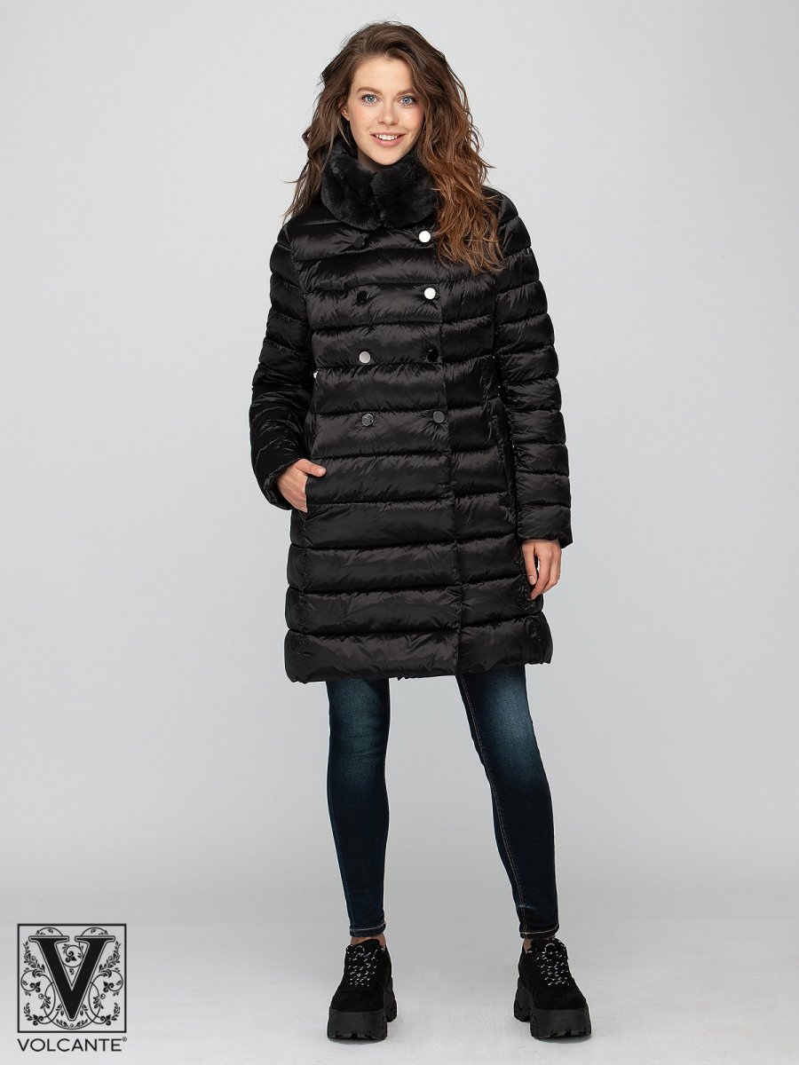 Пальто утепленное женское VMF 190110 black Volcante